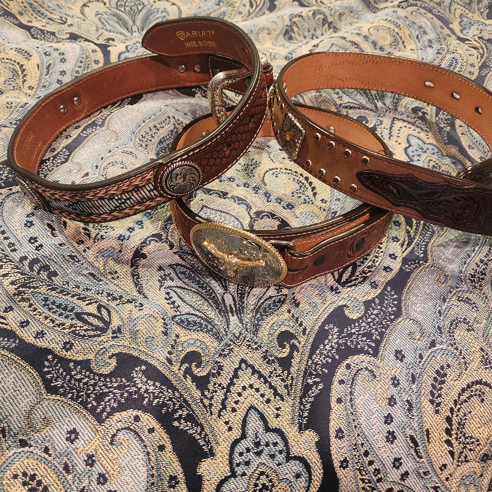 Ariat Kids Leather Belt Set - Brown and Tan